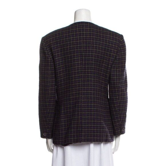 Christian Dior Authentic Black Purple Wool Long Sleeve Blazer Jacket 10 Medium - Picture 3 of 9